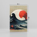 Obraz na płótnie 80x120 - Requiem dla marzeń - sztuka japońska, fale oceanu
