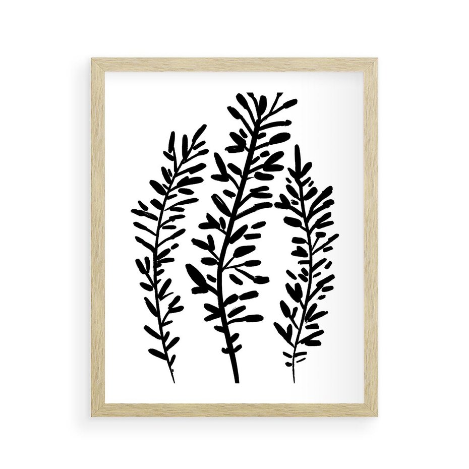 Plakat w ramie 40x50 - Spokojne Wiatrem Uginane - szkic, czarno biały - rama drewno