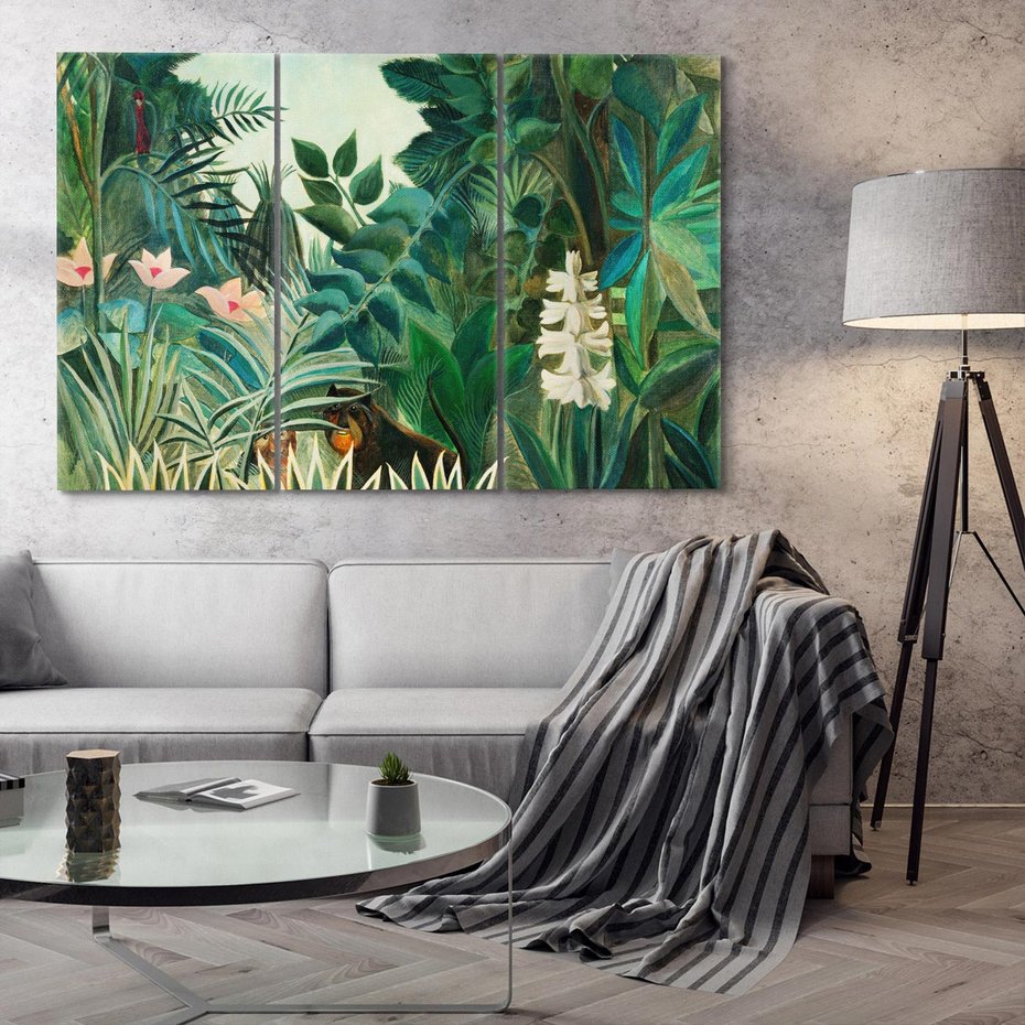 Obraz na płótnie 120x80 - "The Equatorial Jungle " (1909) Henri Rousseau - Reprodukcja - reprodukcja, obraz na płótnie