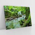 Obraz na płótnie 120x80 - Las przy rzece: potężny wodospad - las, rzeka