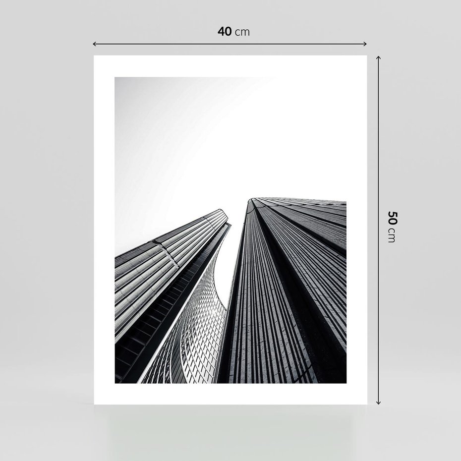 Plakat bez ramy 40x50 - Monochromatyczna Wizja - architektura, wysoki wieżowiec