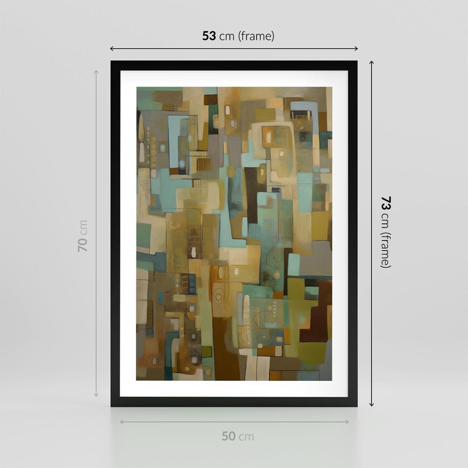 Plakat w ramie 50x70 - Kolorowe Wyobrażenia - abstrakcyjny obraz, mnogość kolorów - rama czarna