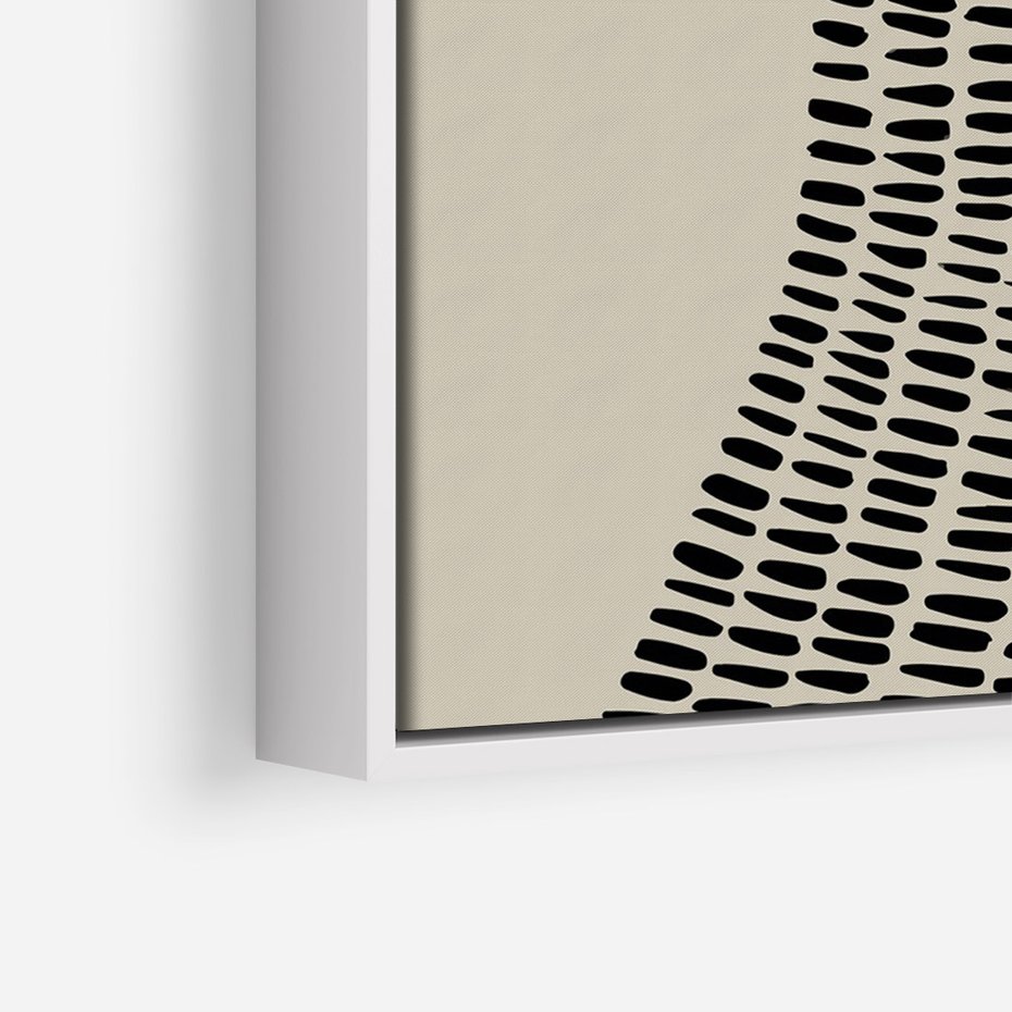 Obraz w ramie 80x120 - Migotliwa Innowacyjna Ekspresja - boho plakat, czarne kropki kreski - rama biała