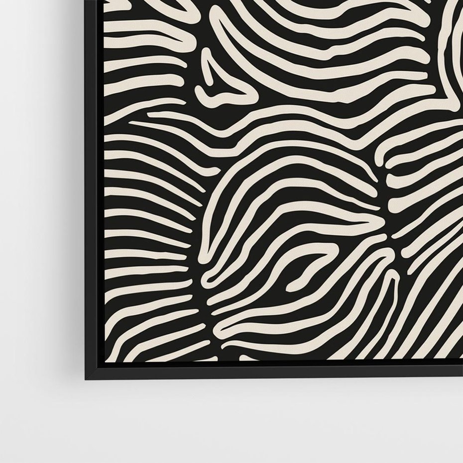 Obraz w ramie 50x50 - Harmonijne Kształty - abstrakcyjne ryciny, czarno biały - rama czarna