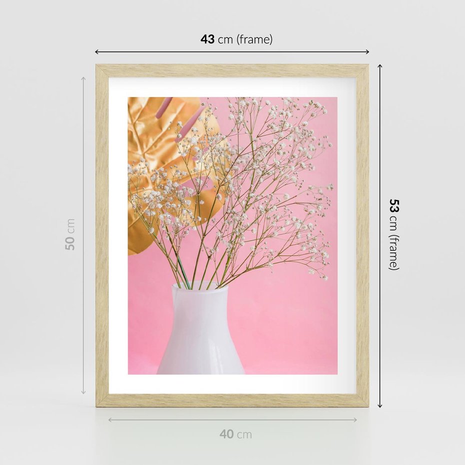 Plakat w ramie 40x50 - Przyjemność Złotej Natury - złote, liście - rama drewno