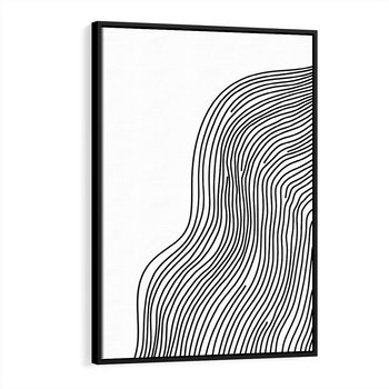 Obraz w ramie 50x70 - Refrakcje Przestrzeni - mnimalistyczna forma, czarne linie - rama czarna