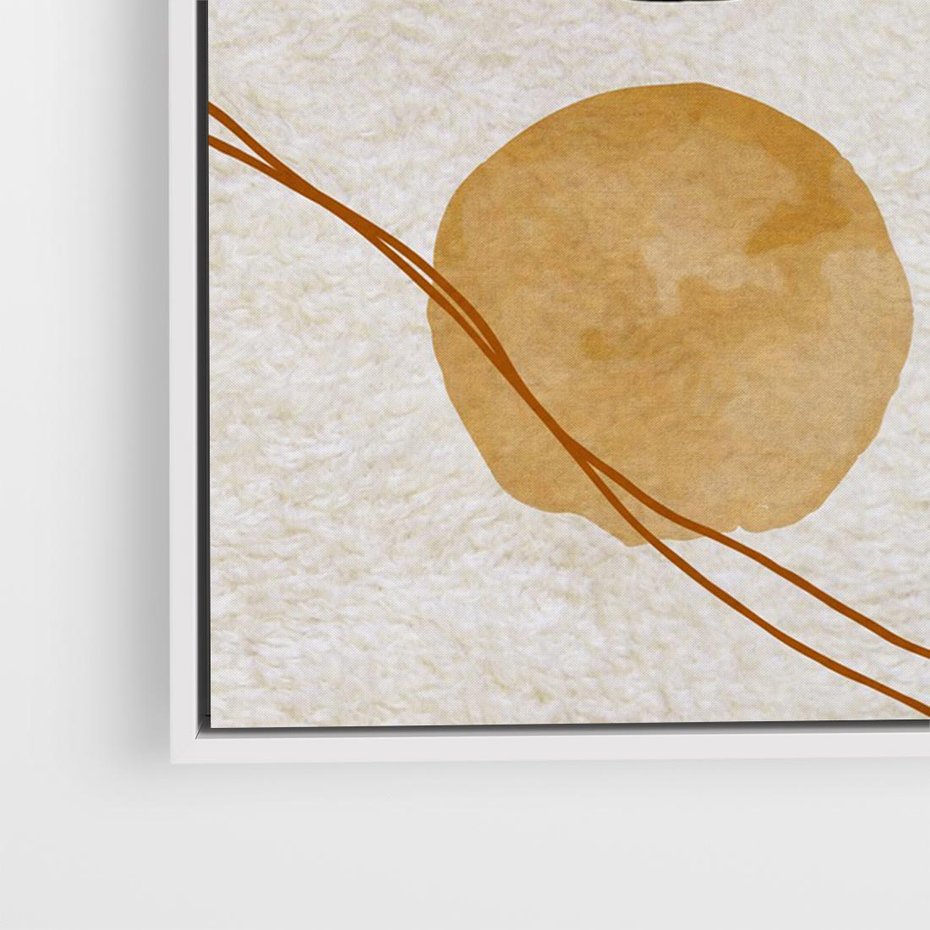 Obraz w ramie 100x70 - Liście i Geometrie - nowoczesny, akwarelowe plamy - rama biała