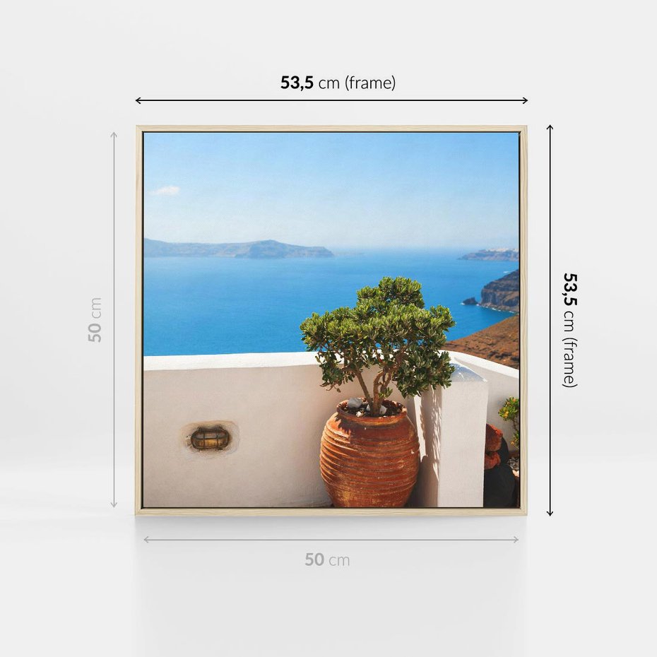 Obraz w ramie 50x50 - Santorini - oaza greckiej wyspy - Santorini, grecka - rama drewno