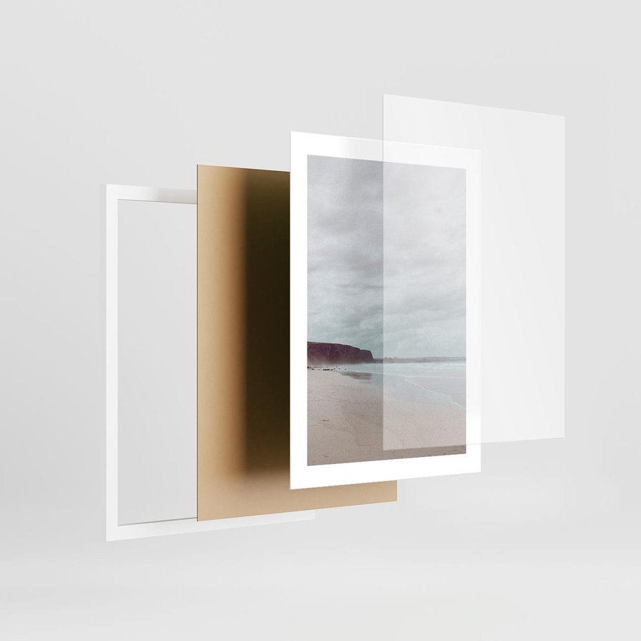 Plakat w ramie 30x40 - Mglista Plaża - plaża, mglisty krajobraz - rama biała