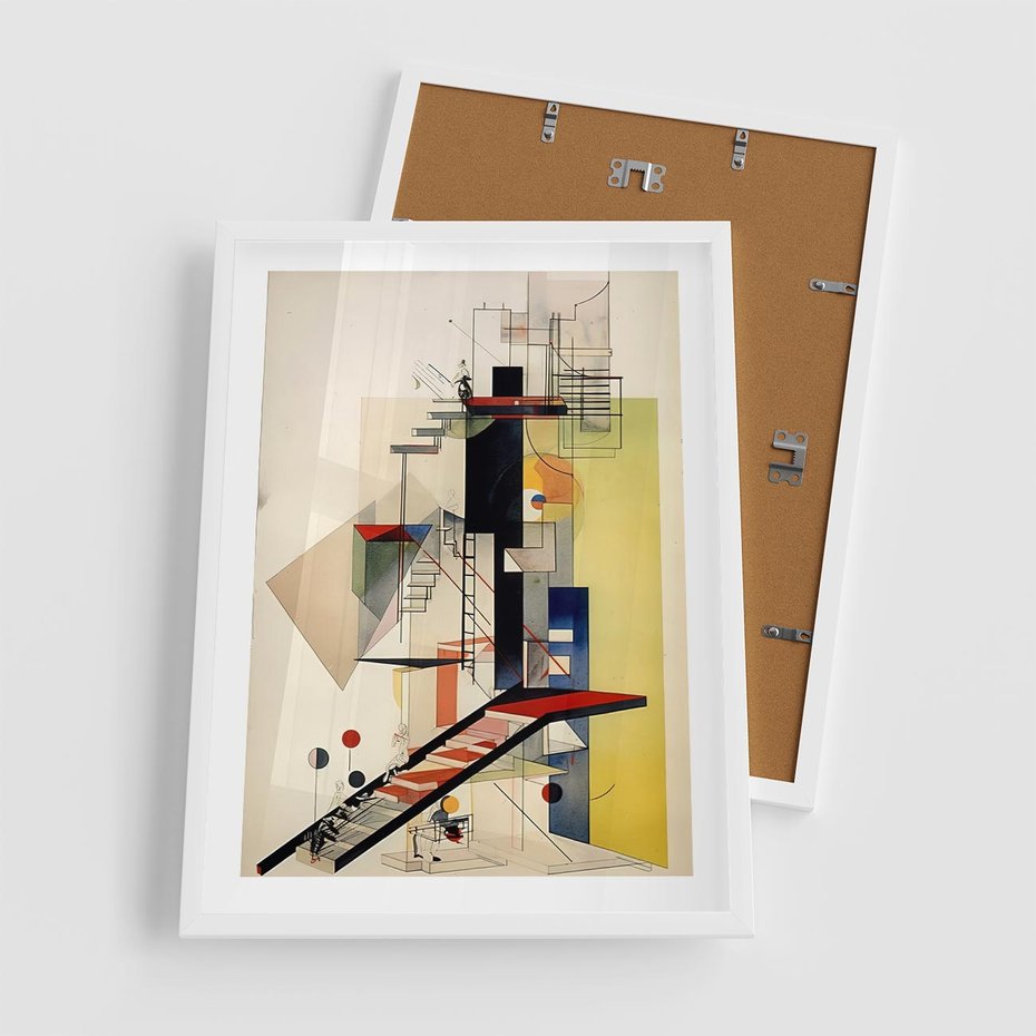 Plakat w ramie 50x70 - Kolorowe Wnętrza Inspiracji - abstrakcyjny obraz, jak kandinsky - rama biała