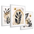 Zestaw obrazy w ramie 30x40 galeria - Złoto, liście, akwarele - rama biała