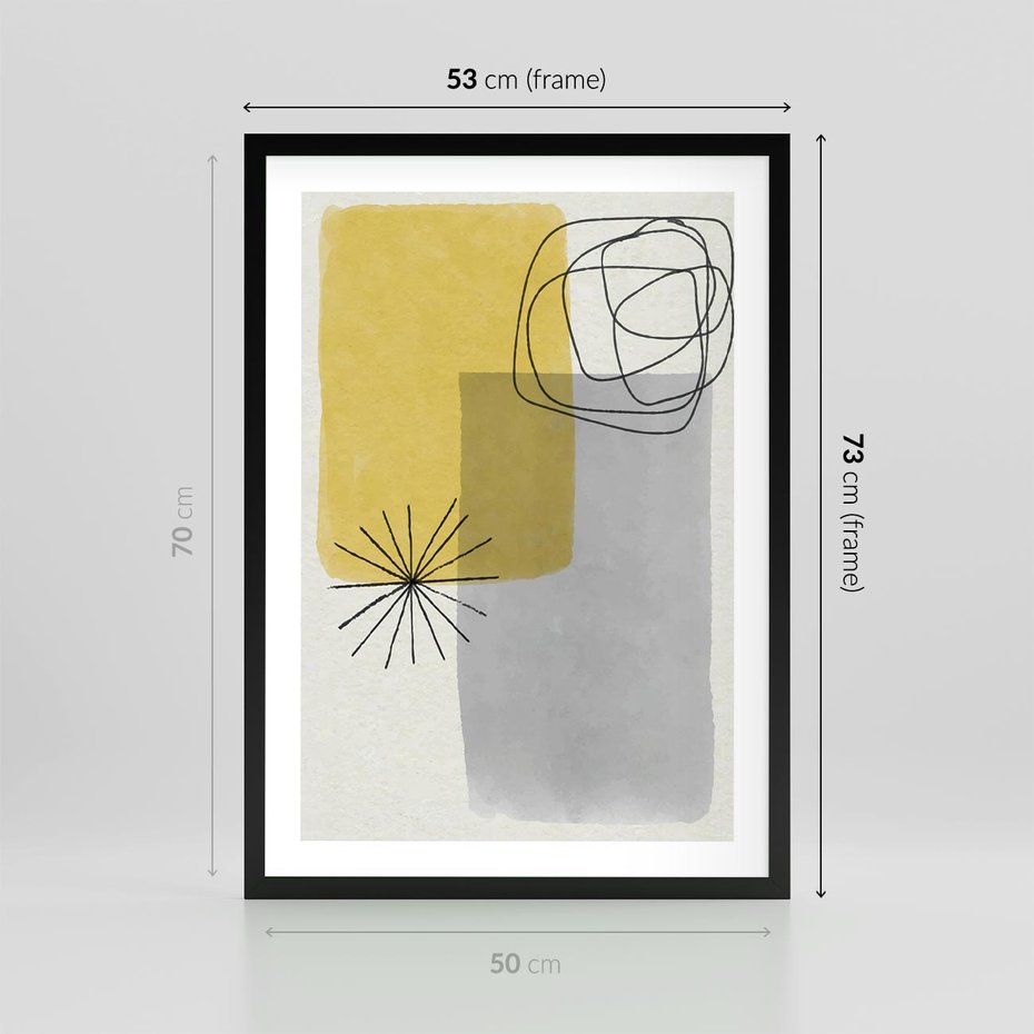 Plakat w ramie 50x70 - Rozbijające Granice Akwarel - abstrakcja, akwarelowe plamy - rama czarna