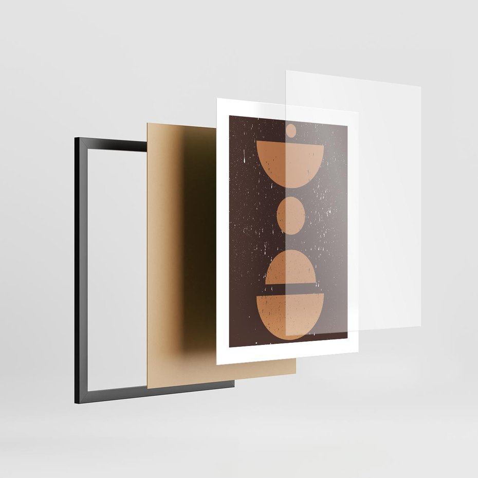 Plakat w ramie 30x40 - Impulsy Przestrzeni - mid century styl, nowoczesna grafika - rama czarna