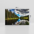 Obraz na płótnie 120x80 - Spokój nad jeziorem wśród lasu - las, jezioro
