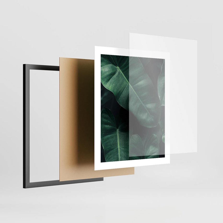 Plakat w ramie 40x50 - Liście Bananowca - minimalizm, zielone liście bananowca - rama czarna