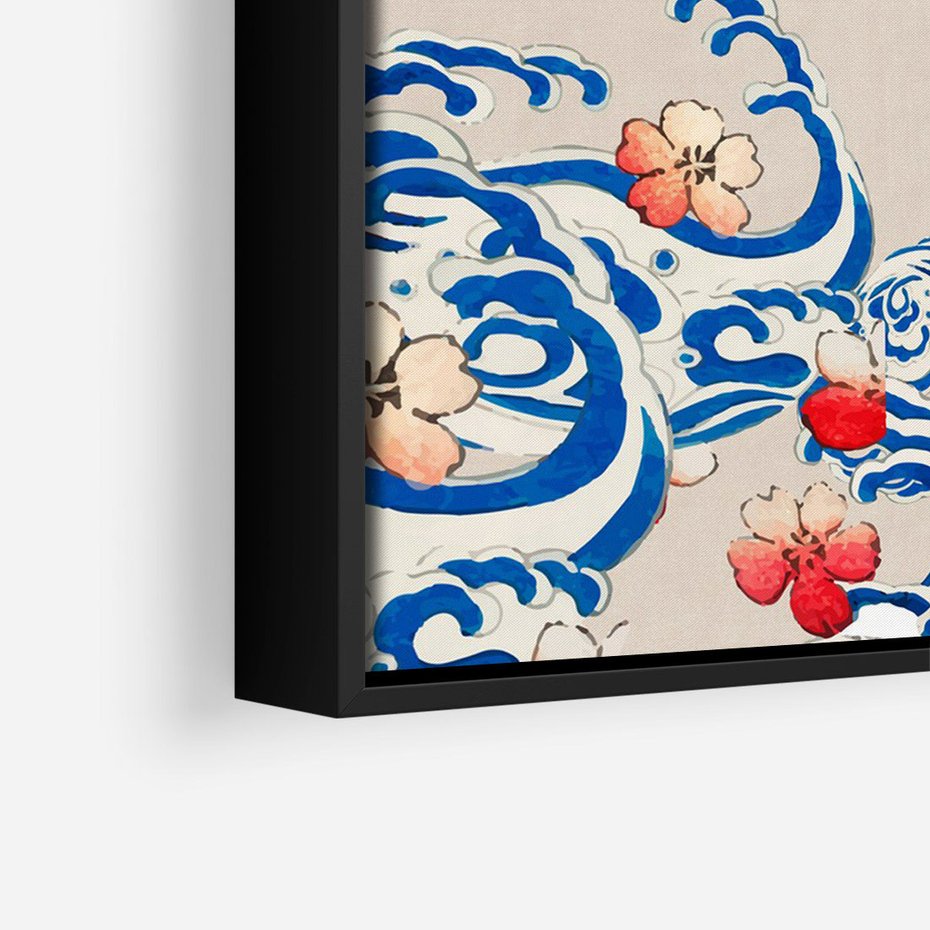 Obraz w ramie 50x70 - Japońska Harmonia: Falujące Kwiaty - japonia, orientalne kwiaty wiśni - rama czarna