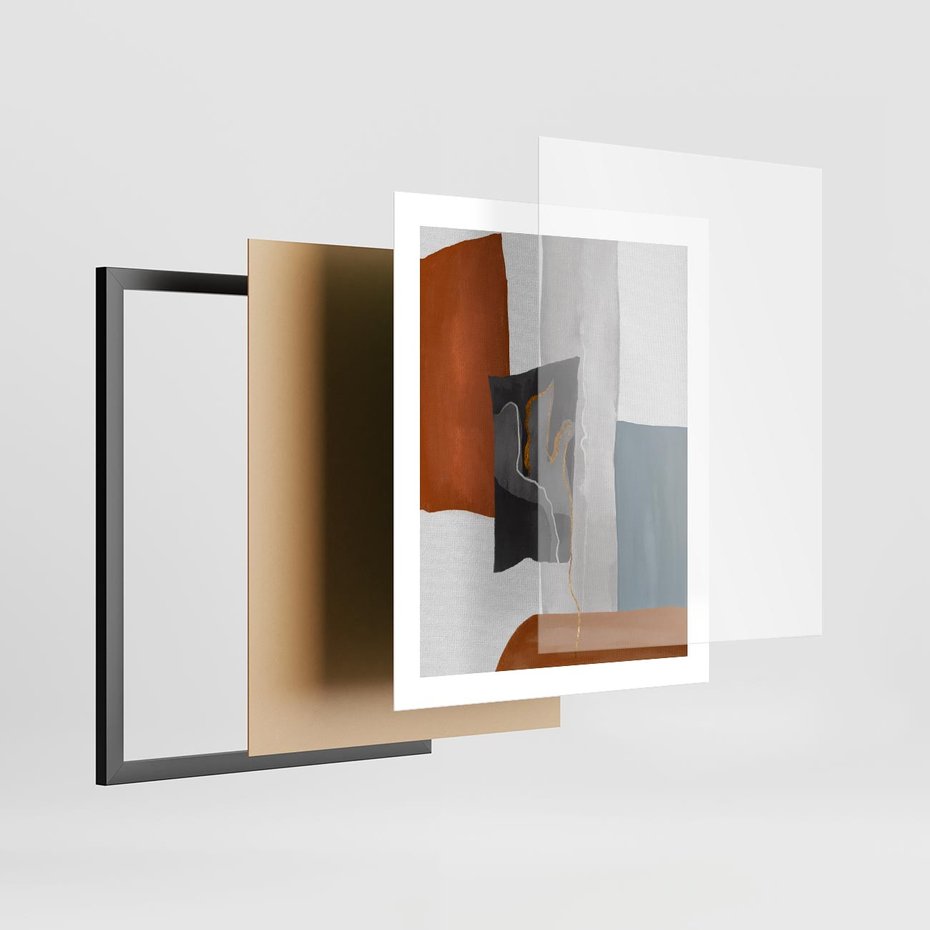 Plakat w ramie 40x50 - Nowoczesna geometria - nowoczesny, geometryczny - rama czarna