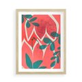 Plakat w ramie 50x70 - Migotliwe Kształty Plam - nowoczesny plakat, abstrakcyjne kwiaty - rama drewno