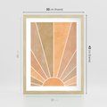 Plakat w ramie 30x40 - Grafika Boho w Odcieniach Pomarańczu - boho słońce, grafika - rama drewno