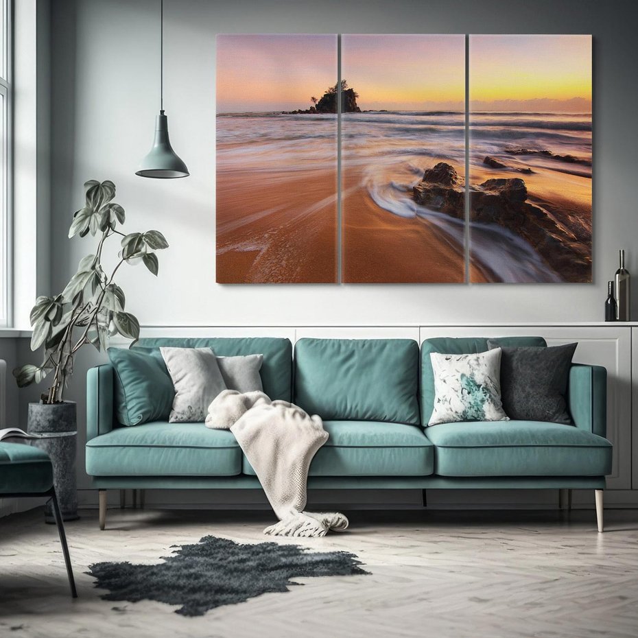 Obraz na płótnie 120x80 - Skały nad morzem - morze, plaża