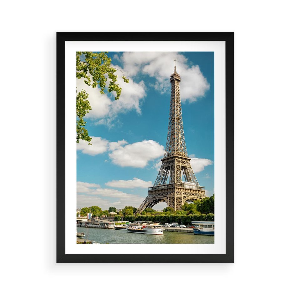 Plakat w ramie 50x70 - Paryż Eiffla - Paryż, Eiffla - rama czarna