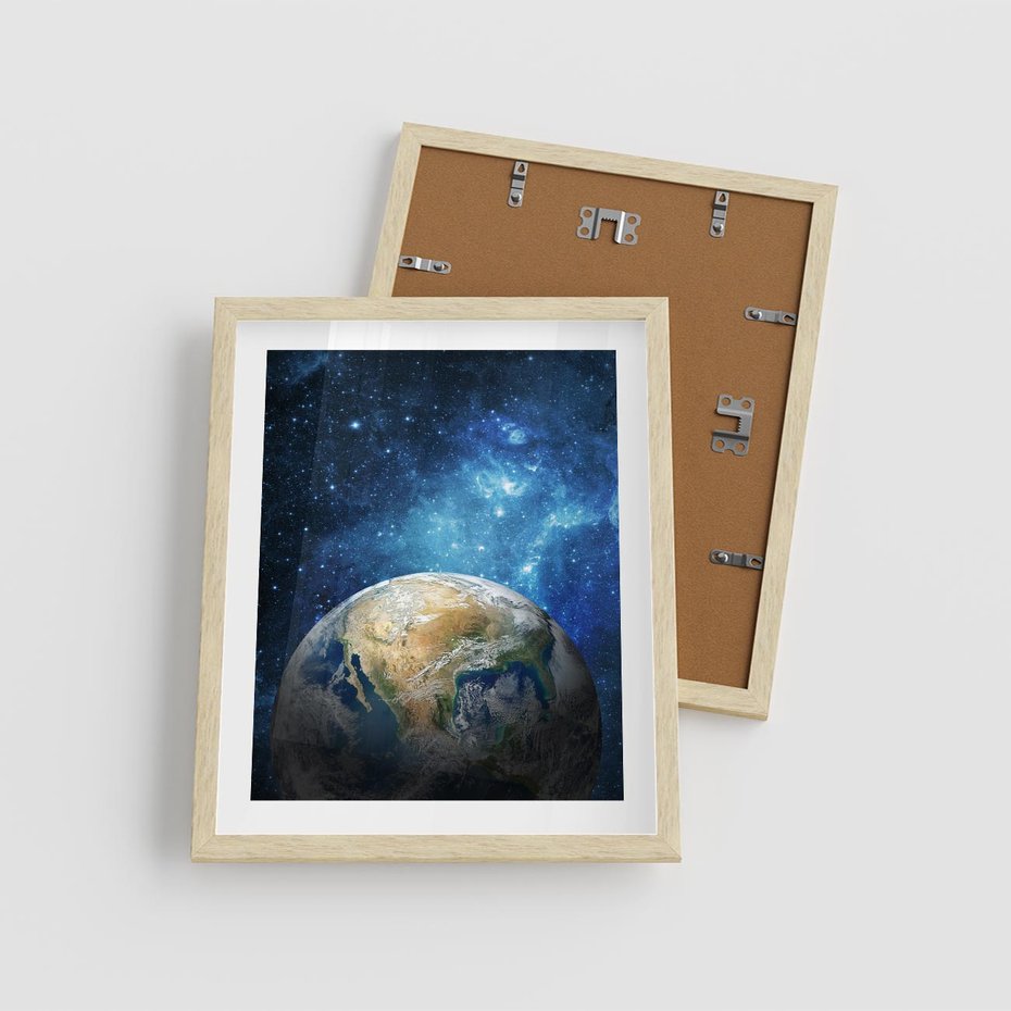 Plakat w ramie 40x50 - Kosmiczne Horyzonty - Ziemia, kosmos - rama drewno