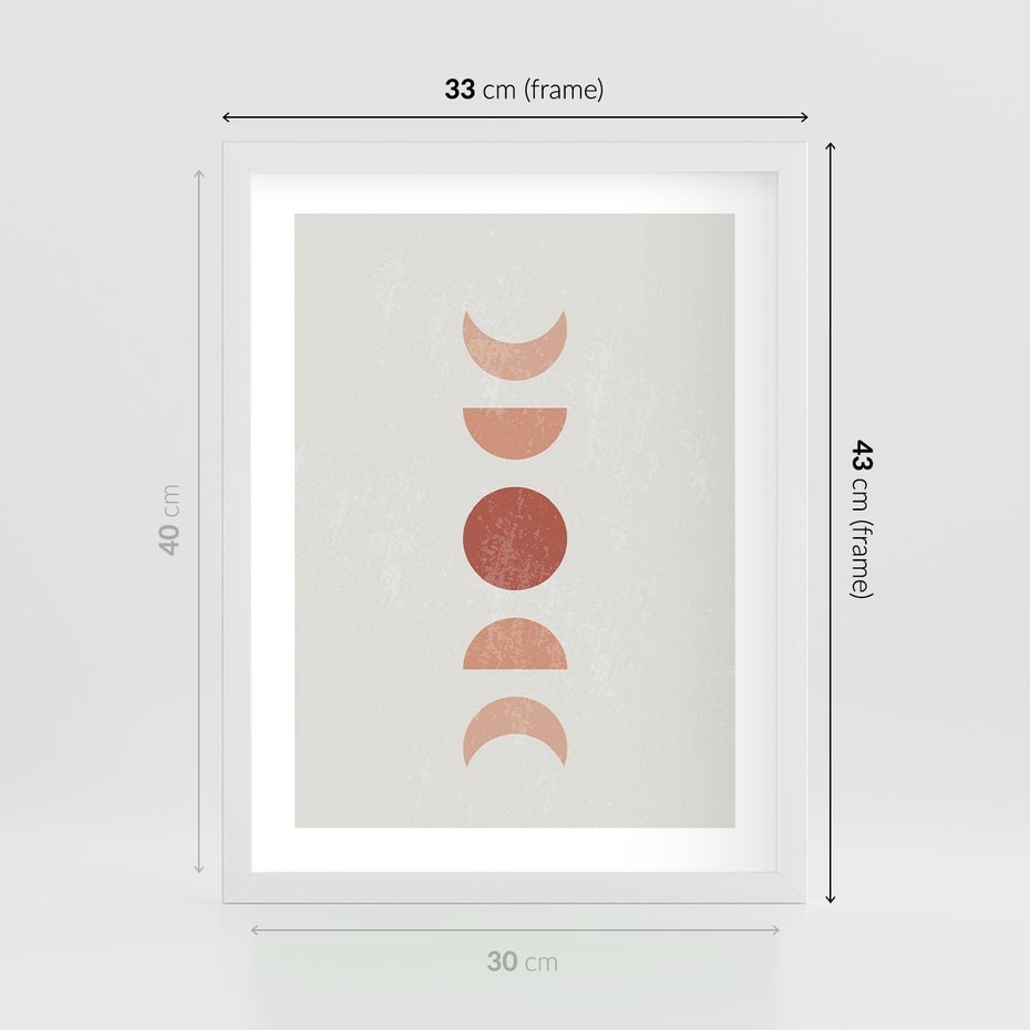 Plakat w ramie 30x40 - Mistyka Boho - boho plakat, beże brązy - rama biała