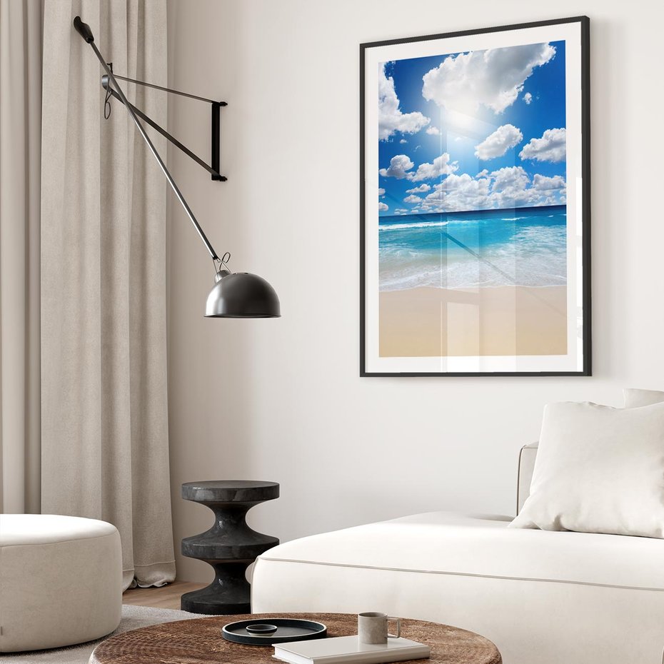 Plakat w ramie 40x50 - Wakacyjna plaża - plaża, wakacje - rama czarna