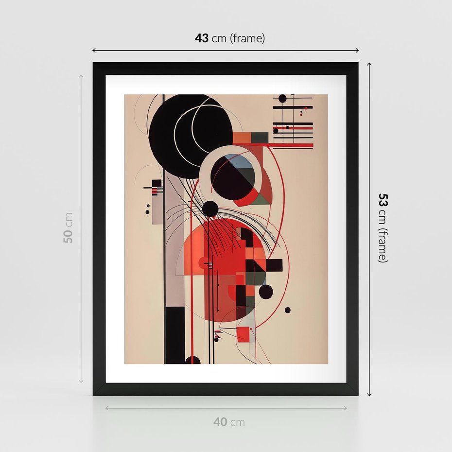 Plakat w ramie 40x50 - Rozbijające Granice Dźwięku - modernistyczny obraz, styl bauhaus - rama czarna