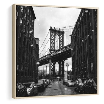 Obraz w ramie 50x50 - Ikona Miasta - Nowy Jork, most - rama drewno