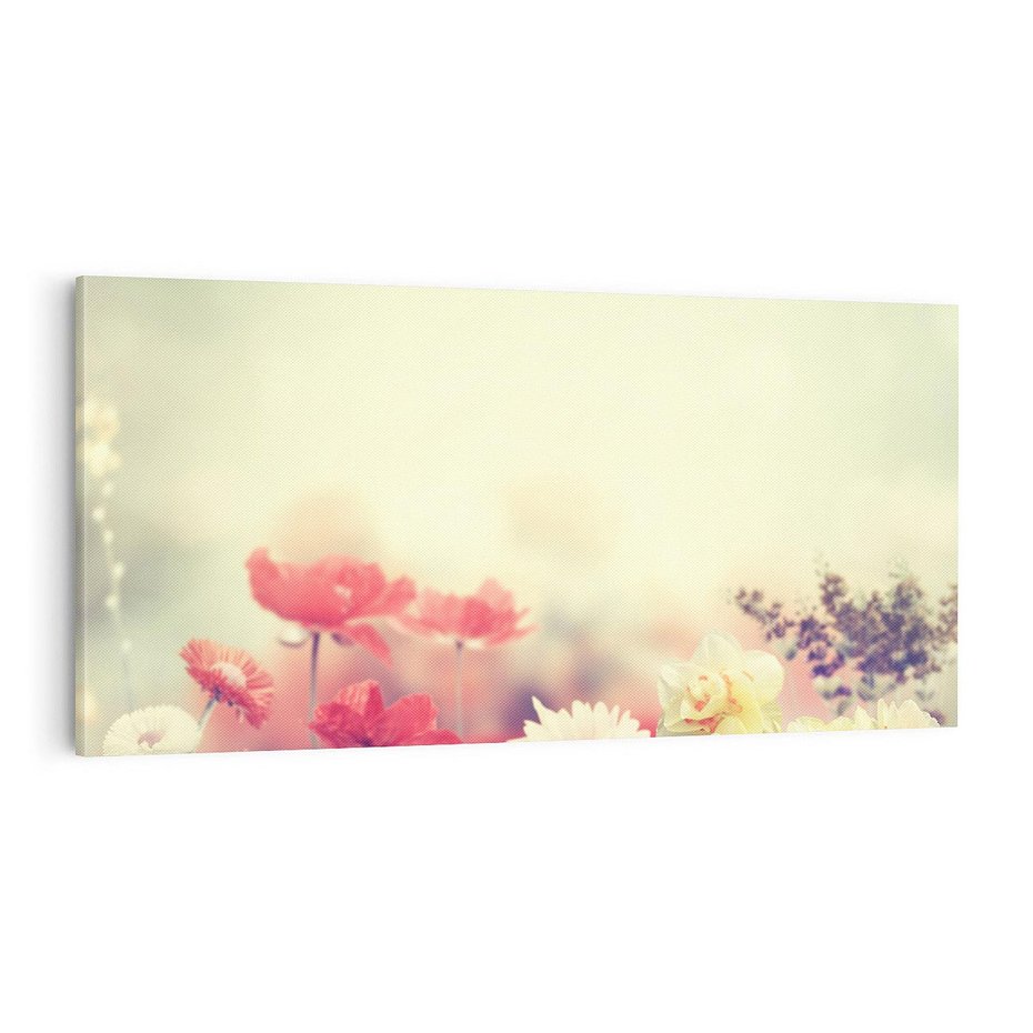 Obraz na płótnie 100x50 - Delikatne kwiaty pastelowe - kwiaty, pastelowe