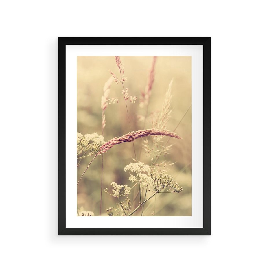 Plakat w ramie 30x40 - Boho Wizja - suszone, trawy - rama czarna