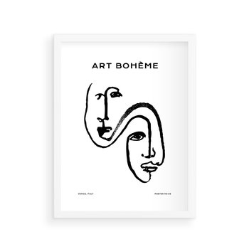 Plakat w ramie 40x50 - Rozbijające Granice Boho - boho sztuka, twarze - rama biała