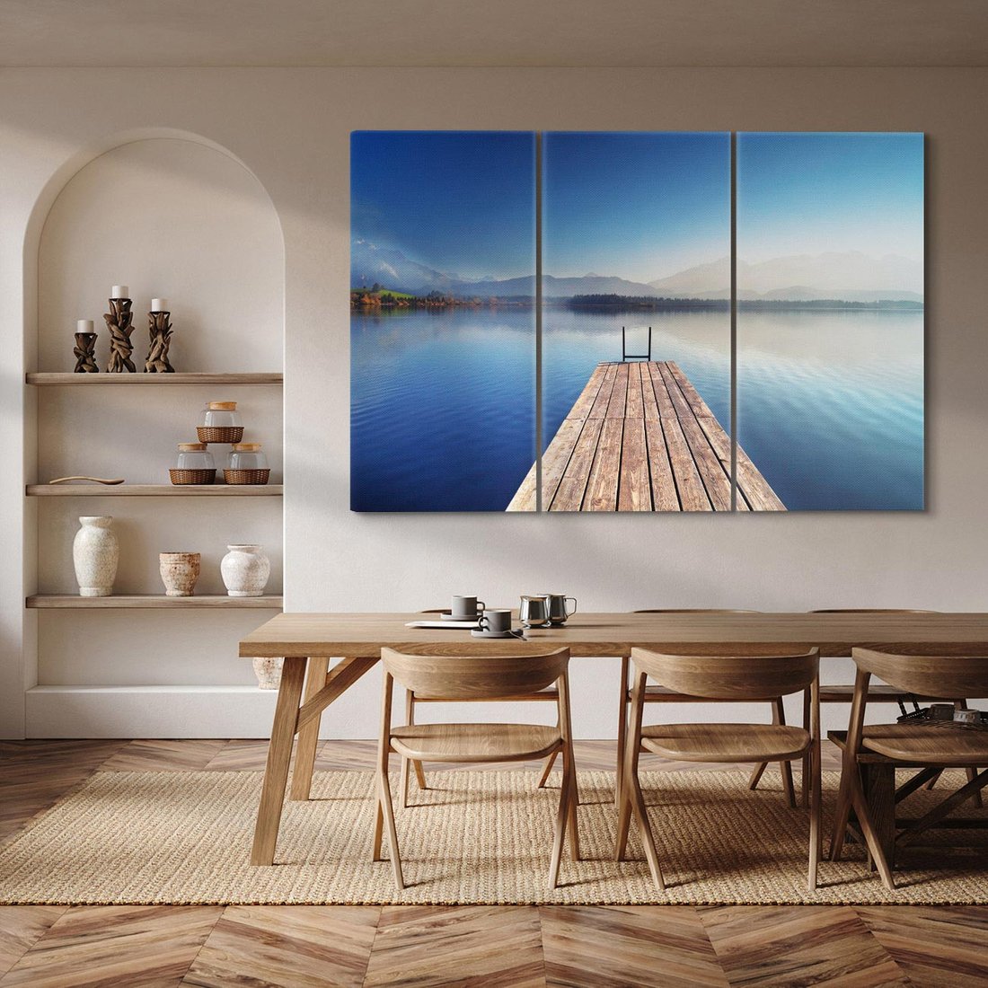 Obraz na płótnie 120x80 - Alpy: jezioro i malownicze molo - Alpy, jezioro