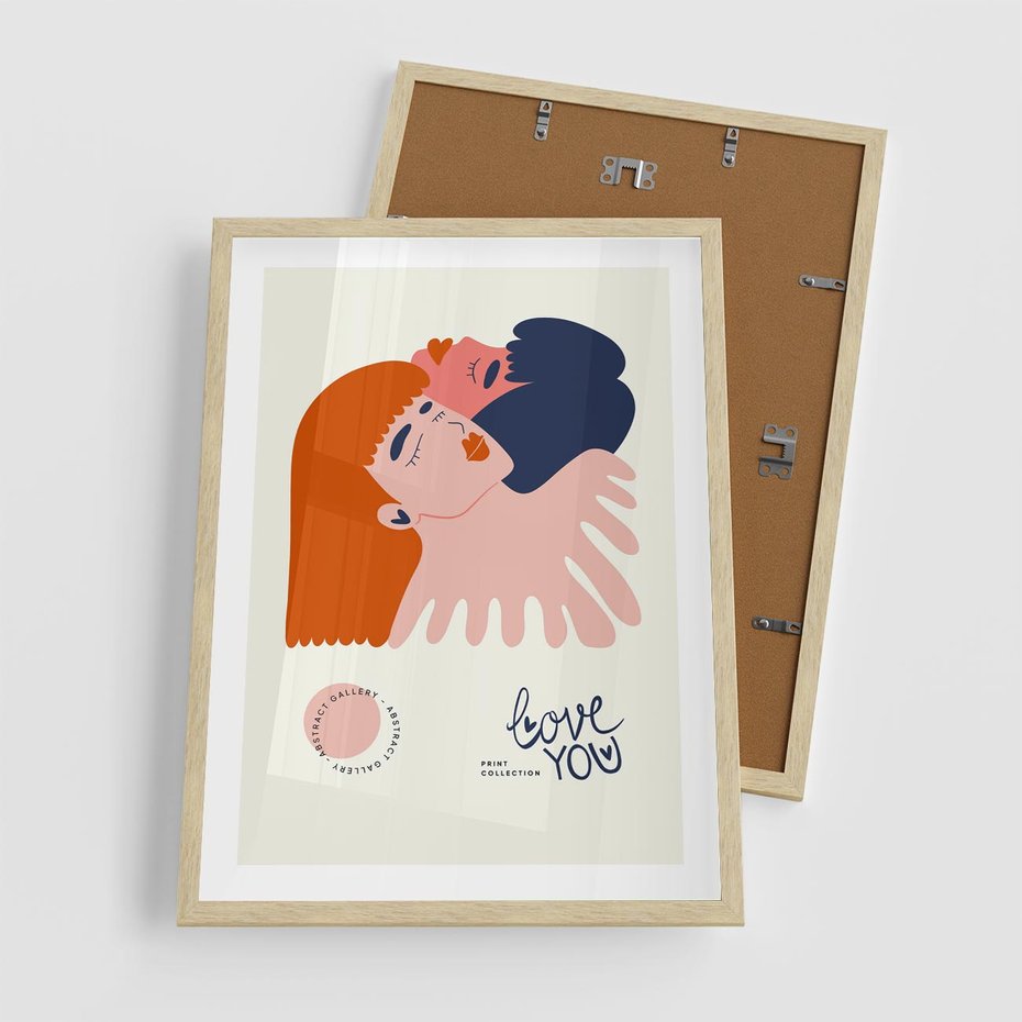 Plakat w ramie 50x70 - Rondo melancholii - para zakochanych, graficzny obraz - rama drewno