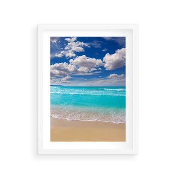 Plakat w ramie 50x70 - Idylliczna plaża nad morzem - plaża, morze - rama biała