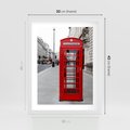Plakat w ramie 30x40 - Londyńska budka w perspektywie - budka, Londyn - rama biała