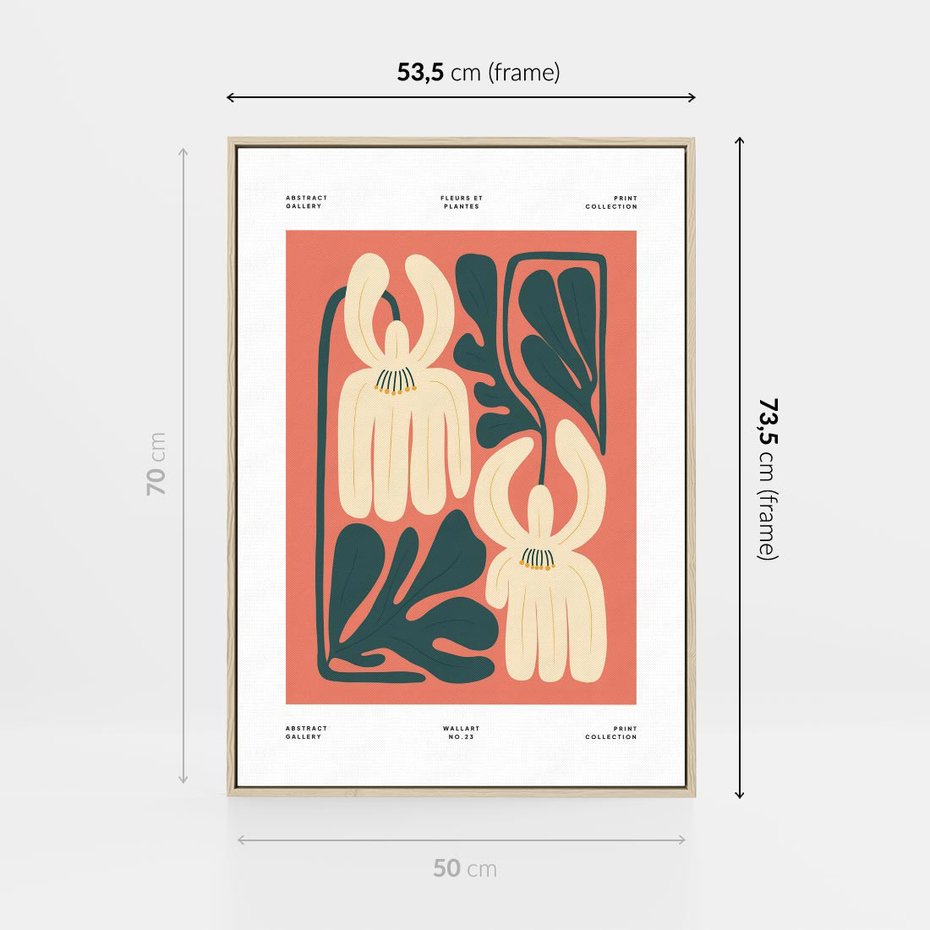 Obraz w ramie 50x70 - Migotliwe Echa - kwiaty, nowoczesna abstrakcja - rama drewno