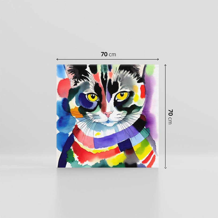 Obraz na płótnie 70x70 - Koci Przyjaciel - abstrakcyjny obraz, akwarela