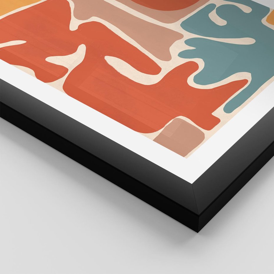 Plakat w ramie 40x50 - Pastelowa Symfonia Kształtów - abstrakcyjne kolorowe formy, pastelowe kolory - rama czarna