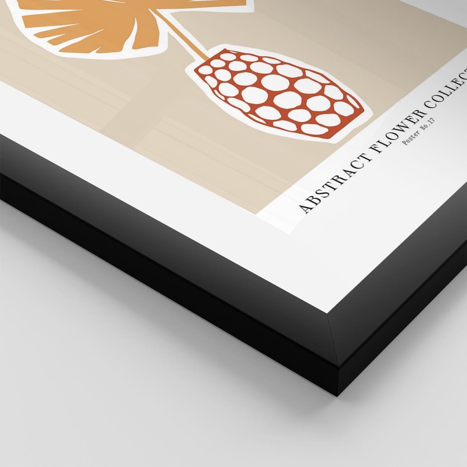 Plakat w ramie 50x70 - Kwiatowa Kreatywność - tropikalny liść w wazonie, typografia - rama czarna