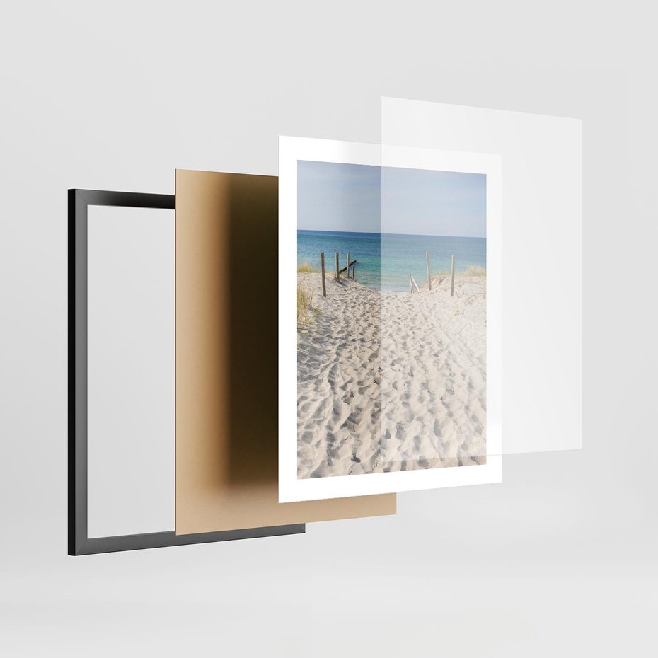 Plakat w ramie 40x50 - Harmonia plażowego morza - plaża, morze - rama czarna