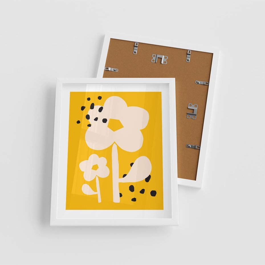 Plakat w ramie 40x50 - Bezgraniczne Impulsy - abstrakcyjny kwiat, plakat - rama biała