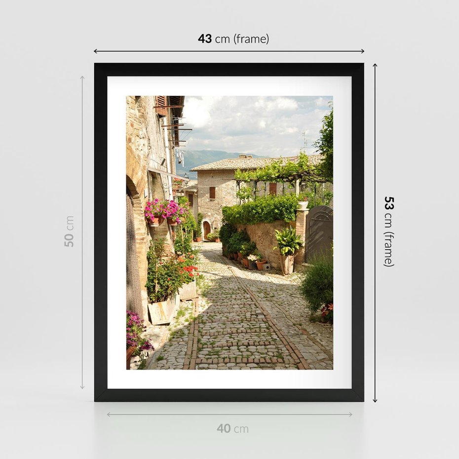 Plakat w ramie 40x50 - Włoskie Uliczki - włoska, uliczka - rama czarna