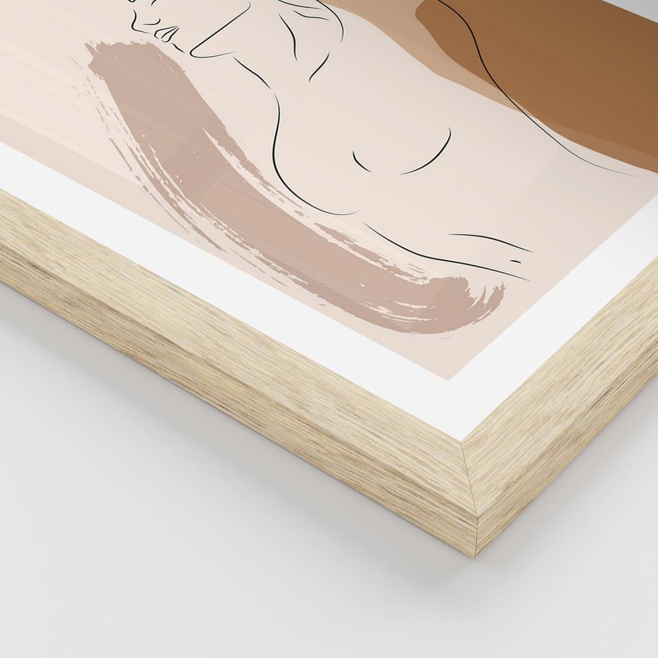 Plakat w ramie 30x40 - Sztuka Nagiej Formy - szkic nagiej kobiety, kolory beżowe - rama drewno