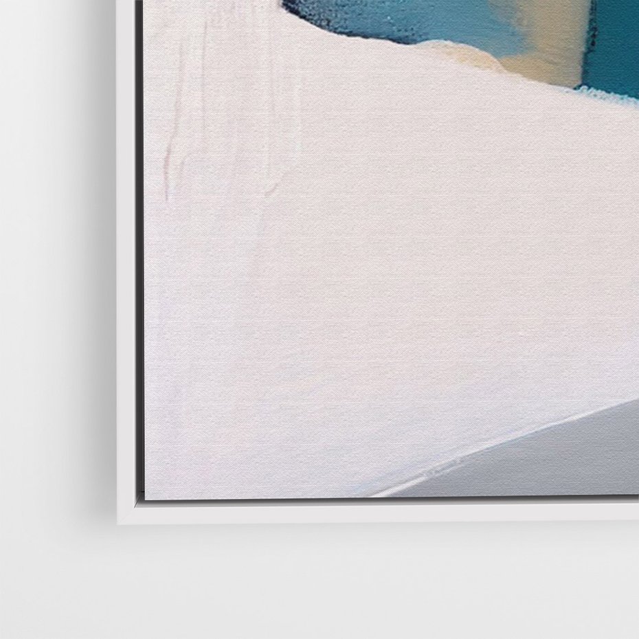 Obraz w ramie 70x100 - Turkusowe Maźnięcia - obraz, abstrakcja - rama biała