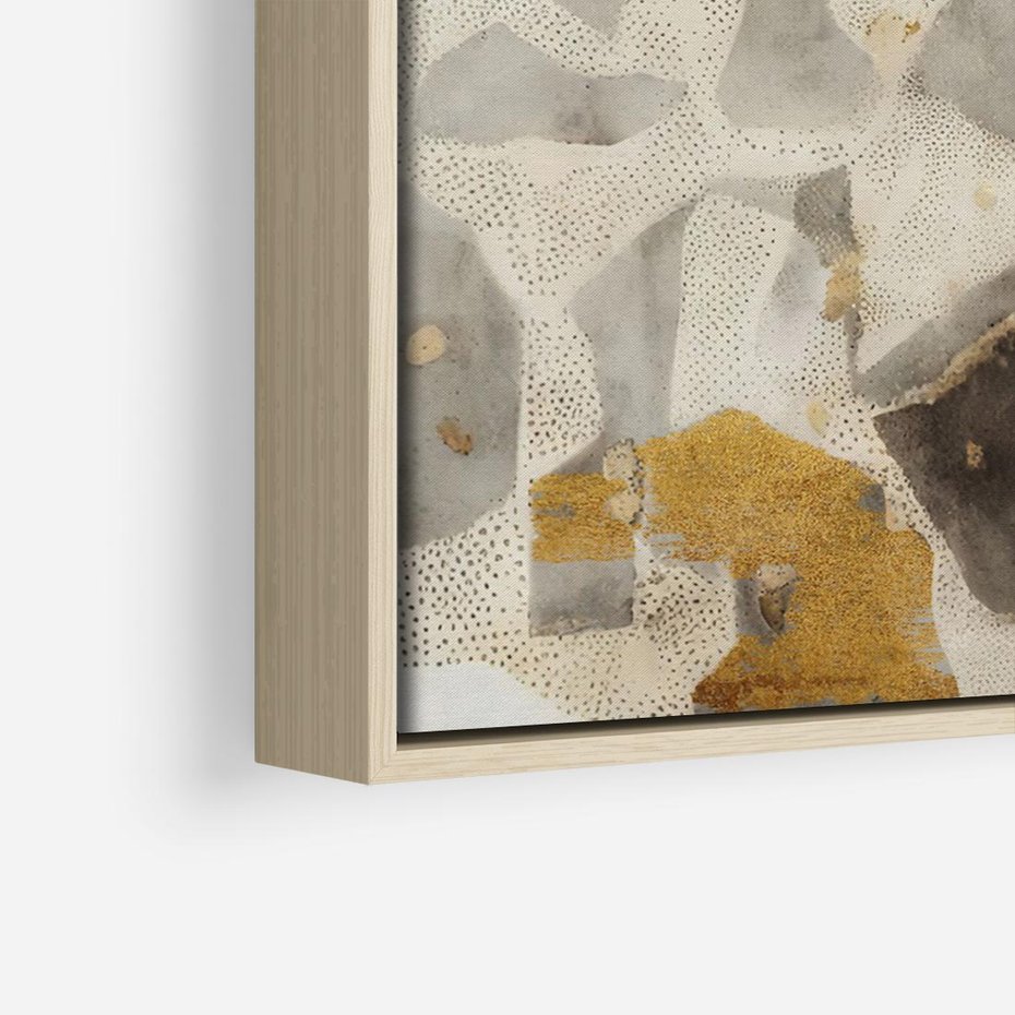 Obraz w ramie 70x50 - Nowoczesne Złoto i Szarość - plamy, złoto - rama drewno