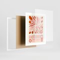 Plakat w ramie 40x50 - Migotliwa Euforia - kompozycja w łososiowym kolorze, kwiaty - rama biała