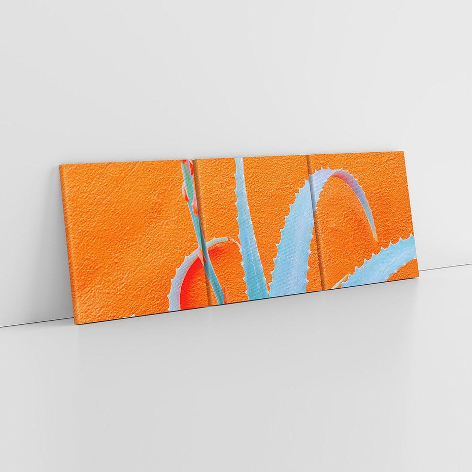 Obraz na płótnie 120x40 - Naturalna Harmonia - kaktusy, liście