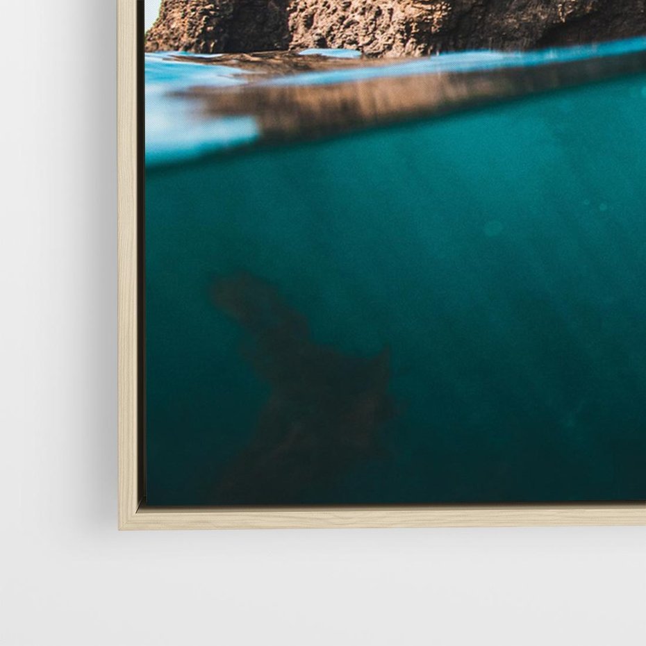 Obraz w ramie 120x80 - Tajemnicza Podwodna Kraina - fotografia, podwodna jaskinia - rama drewno